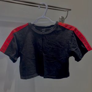 Black & Red Crop Top